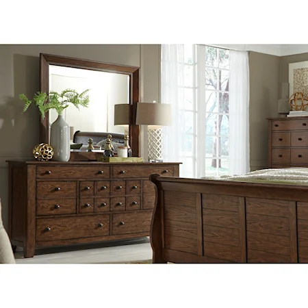 Dresser and Mirror Set with 7 Drawers